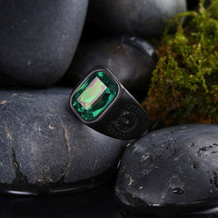 Stylish Daily Party Biker Deep Green Black Ring Men Boys Gents