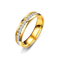 Stylish Promise CZ Stainless Steel Eternity Gold Band Ring