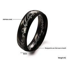 Lord Of The Rings Inscription Stainless Steel Black Band Ring