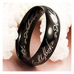 Lord Of The Rings Inscription Stainless Steel Black Band Ring