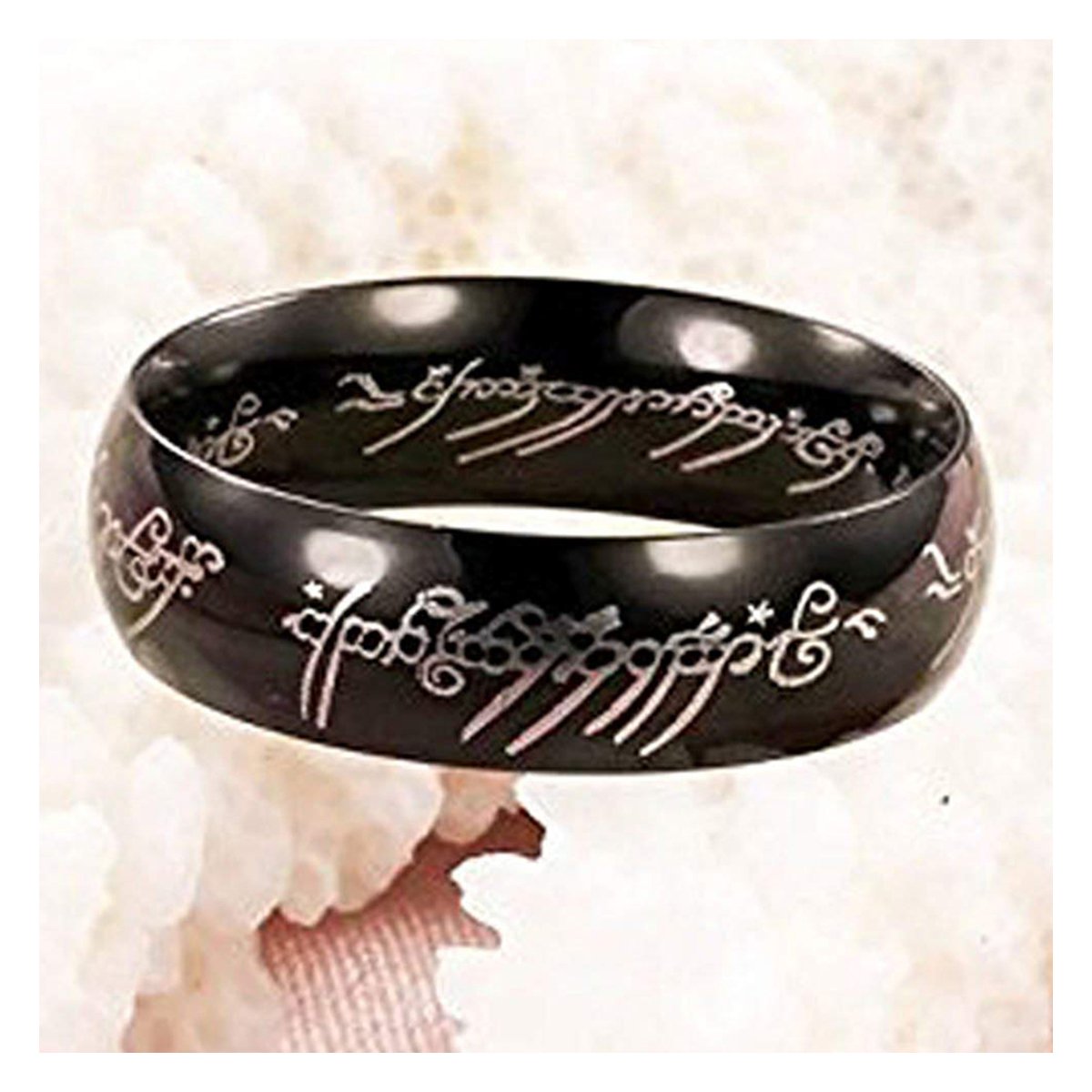 Lord Of The Rings Inscription Stainless Steel Black Band Ring