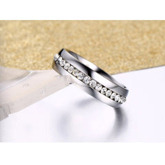Stylish Promise Stainless Steel Silver Eternity Band Ring