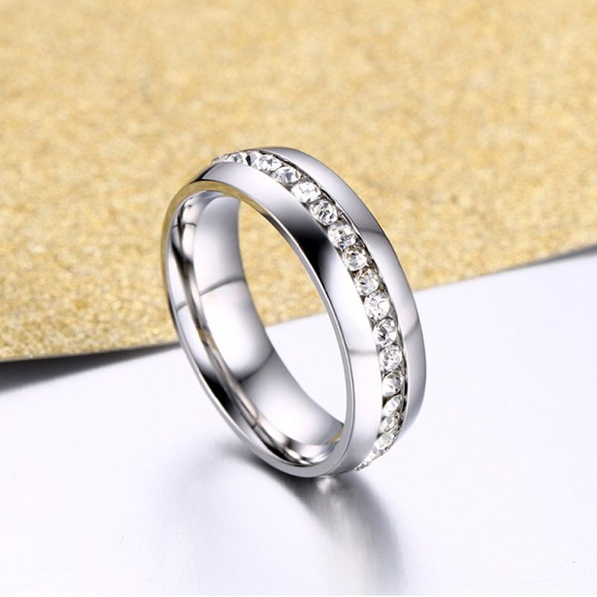 Stylish Promise Stainless Steel Silver Eternity Band Ring