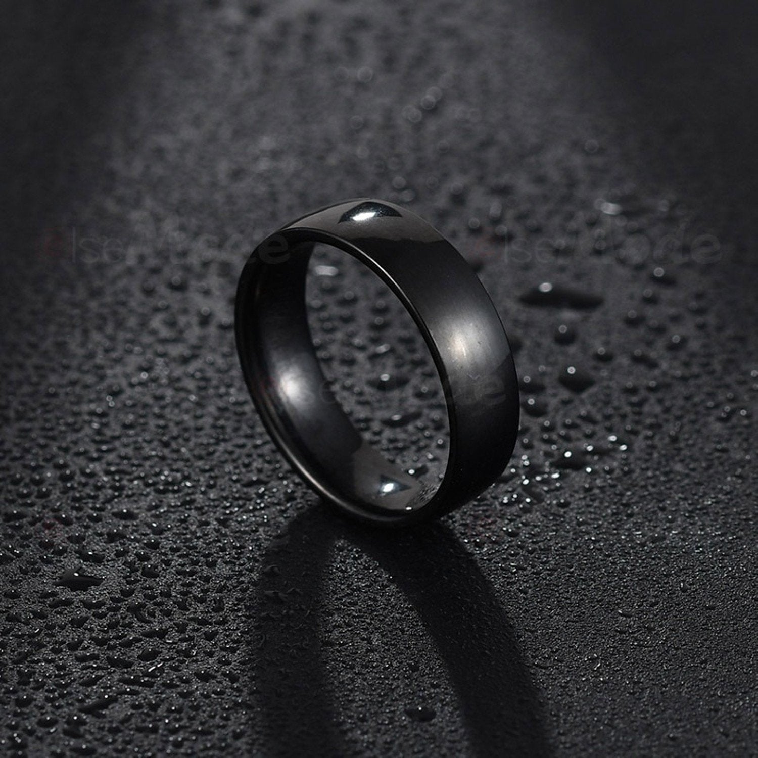 Stylish Promise Stainless Steel Never Fade Black Band Ring