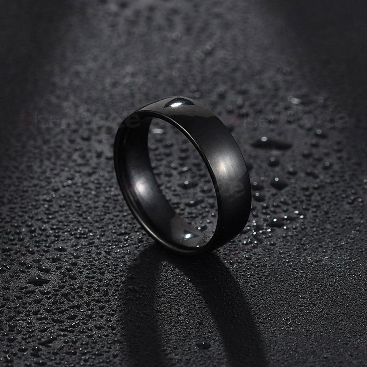 Stylish Promise Stainless Steel Never Fade Black Band Ring