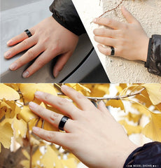 Stylish Promise Stainless Steel Never Fade Black Band Ring