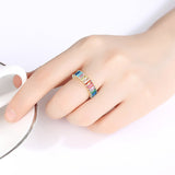Rainbow Baguette Crystal Gold Band Ring For Women Gift