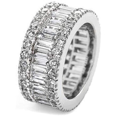 Stylish Baguette Crystal Cubic Zirconia Silver Band Ring Gift