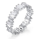 Stylish Baguette Cubic Zirconia Silver Band Ring For Women Gift