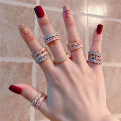 Stylish Baguette Cubic Zirconia Silver Band Ring For Women Gift