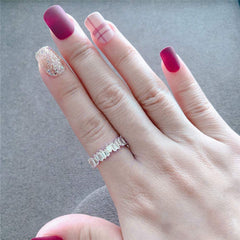Stylish Baguette Cubic Zirconia Silver Band Ring For Women Gift