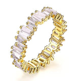 Stylish Baguette Cubic Zirconia Gold Band Ring For Women Gift