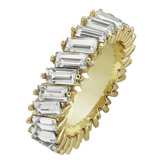 Stylish Baguette Cubic Zirconia Gold Band Ring Women Gift