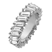 Stylish Baguette Cubic Zirconia Silver Band Ring Women Gift