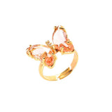Butterfly Stylish Daily Party Gold Crystal Ring Free Size For Women