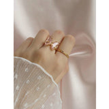 Butterfly Stylish Daily Party Gold Crystal Ring Free Size For Women