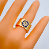 Evil Eye Blue 18K Gold Stylish Daily Party Cz Ring Free Size For Women