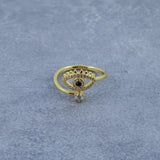 Evil Eye Black Gold Cubic Zirconia Adjustable Free Size Band Ring Women Gift