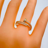 Gold Cubic Zirconia Adjustable Free Size Band Ring Women Gift