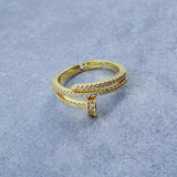 Gold Cubic Zirconia Adjustable Free Size Band Ring Women Gift