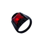 Square Black Red Ruby Crystal Band Ring Women Gift