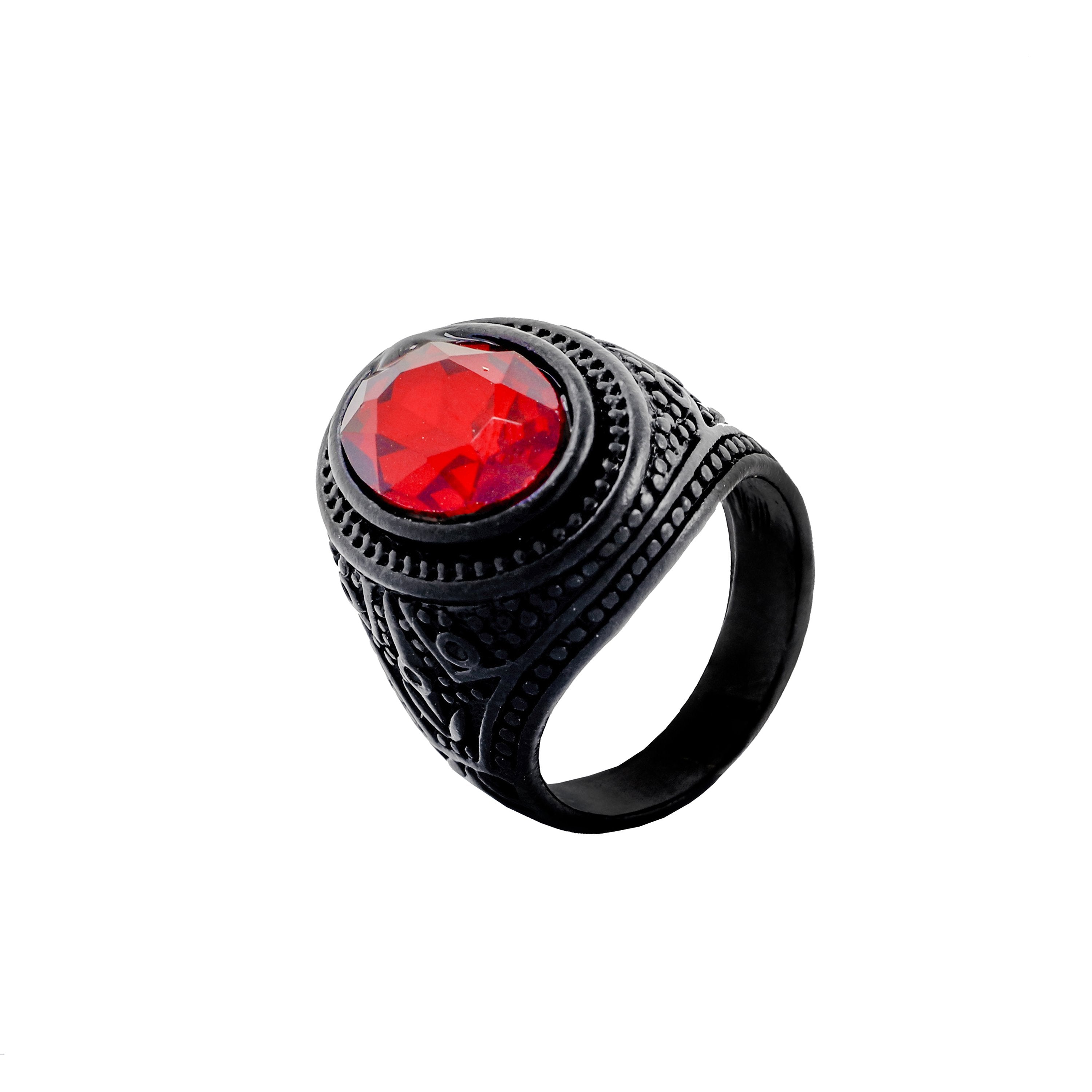 Round Black Red Ruby Crystal Band Ring Women Gift