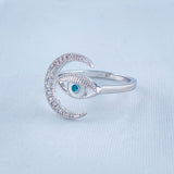 Evil Eye Silver Copper Band Ring Adjustable Free Size For Women