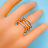 Hexagon Silver Copper Band Ring Adjustable Free Size For Women