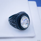 Stylish Daily Party Biker Alloy Crystal White Round Ring For Men