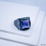 Stylish Daily Party Biker Alloy Crystal Purple Square Ring For Men