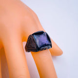 Stylish Daily Party Biker Alloy Crystal Purple Square Ring For Men