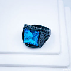 Stylish Daily Party Biker Alloy Square Green Black Crystal Ring For Men