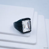Stylish Daily Party Biker Alloy Crystal White Rectangle Ring For Men