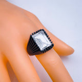 Stylish Daily Party Biker Alloy Crystal White Rectangle Ring For Men