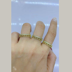 Curb American Diamond Stainless Steel Gold Ring For Women