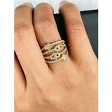 Evil Eye Hamsa Star Gold Copper American Diamond Adjustable Band Ring For Women