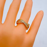 Stylish Gold Cubic Zirconia Free Size Adjustable Band Ring For Women Gold