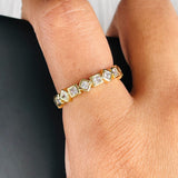 Princess Cut Gold Copper American Diamond Crystal Adjustable Band Ring For Women