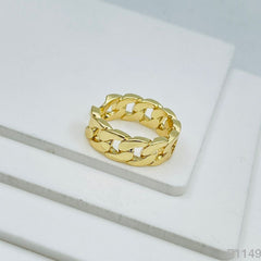 Copper Gold Curb Adjustable Band Ring For Women