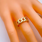 Copper Gold Curb Adjustable Band Ring For Women