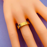 Screw Stainless Steel Cubic Zirconia Gold Band Ring For Women