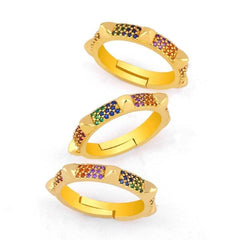 Gothic Rainbow Gold Copper Adjustable Band Ring For Women