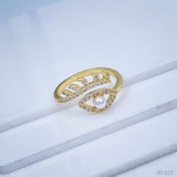 Eye Lash Copper Gold Pearl Free Size Adjustable Evil Eye Ring For Women