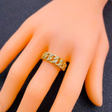 Copper Gold Crystal Curb Free Size Adjustable Ring For Women