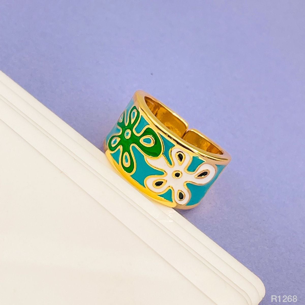 Gucci Sterling Silver and Enamel Flower Ring | Harrods IT