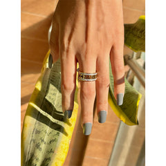 Stainless Steel Cubic Zirconia Alphabets Letter Gold Band Ring For Women