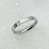 Luxury Screw Stainless Steel Silver Band Ring For Women