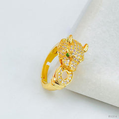 Copper Cubic Zirconia Gold Panther Ring Free Size Adjustable Ring Women
