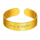 Gold Customized Personalised Laser Engraved Letter Both Side Ring