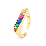 Copper Cubic Zirconia Gold Princess Free Size Adjustable Ring Women